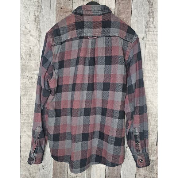 ORVIS Shacket Shirt Jacket Burgundy Gray Flannel Hunt Plaid Men's Medium - Picture 2 of 5